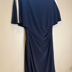 Ralph Lauren Blue Asymmetrical Ruched Sheath Dress